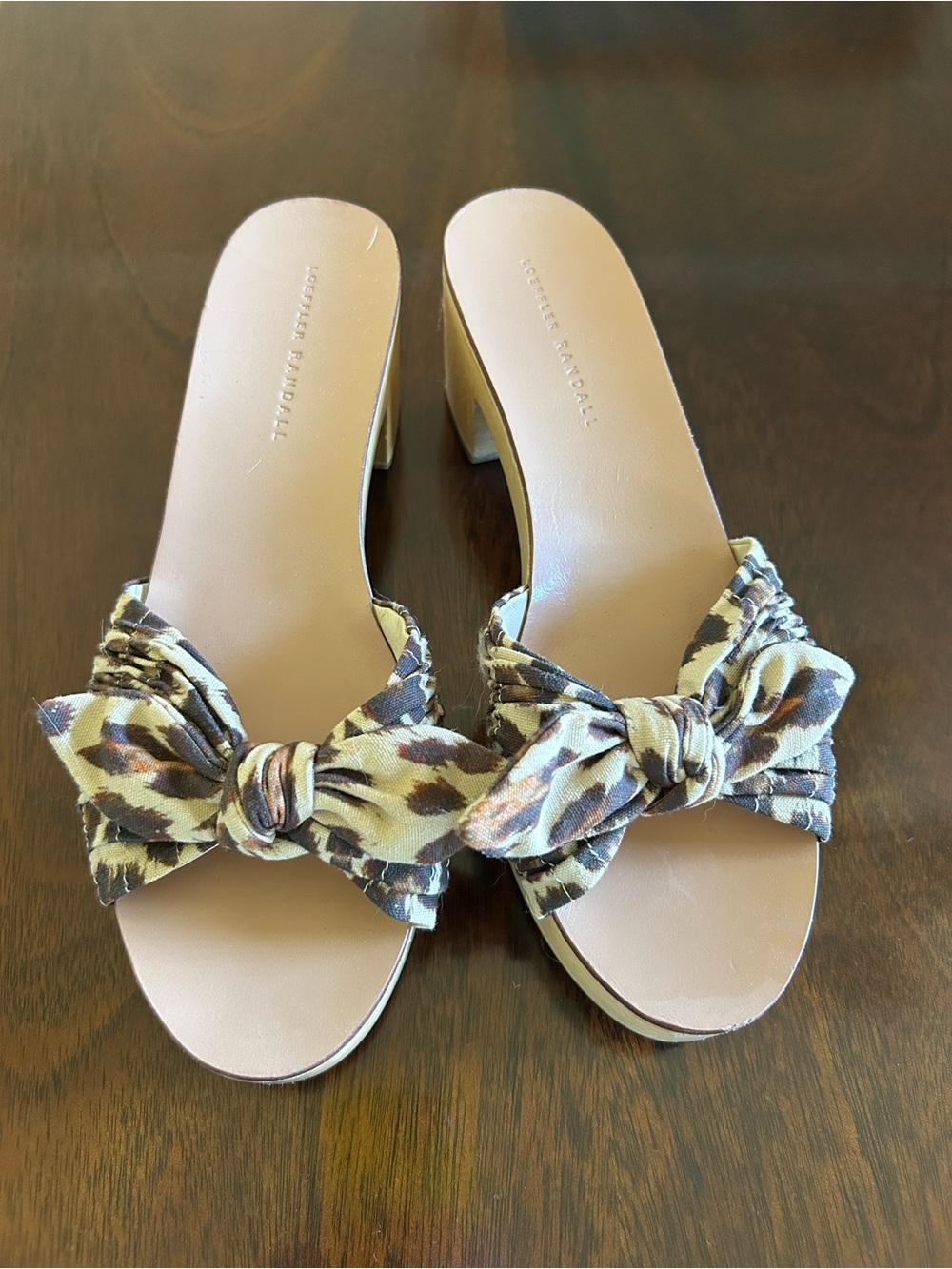 Loeffler Randall Animal Print Bow Accent Slides